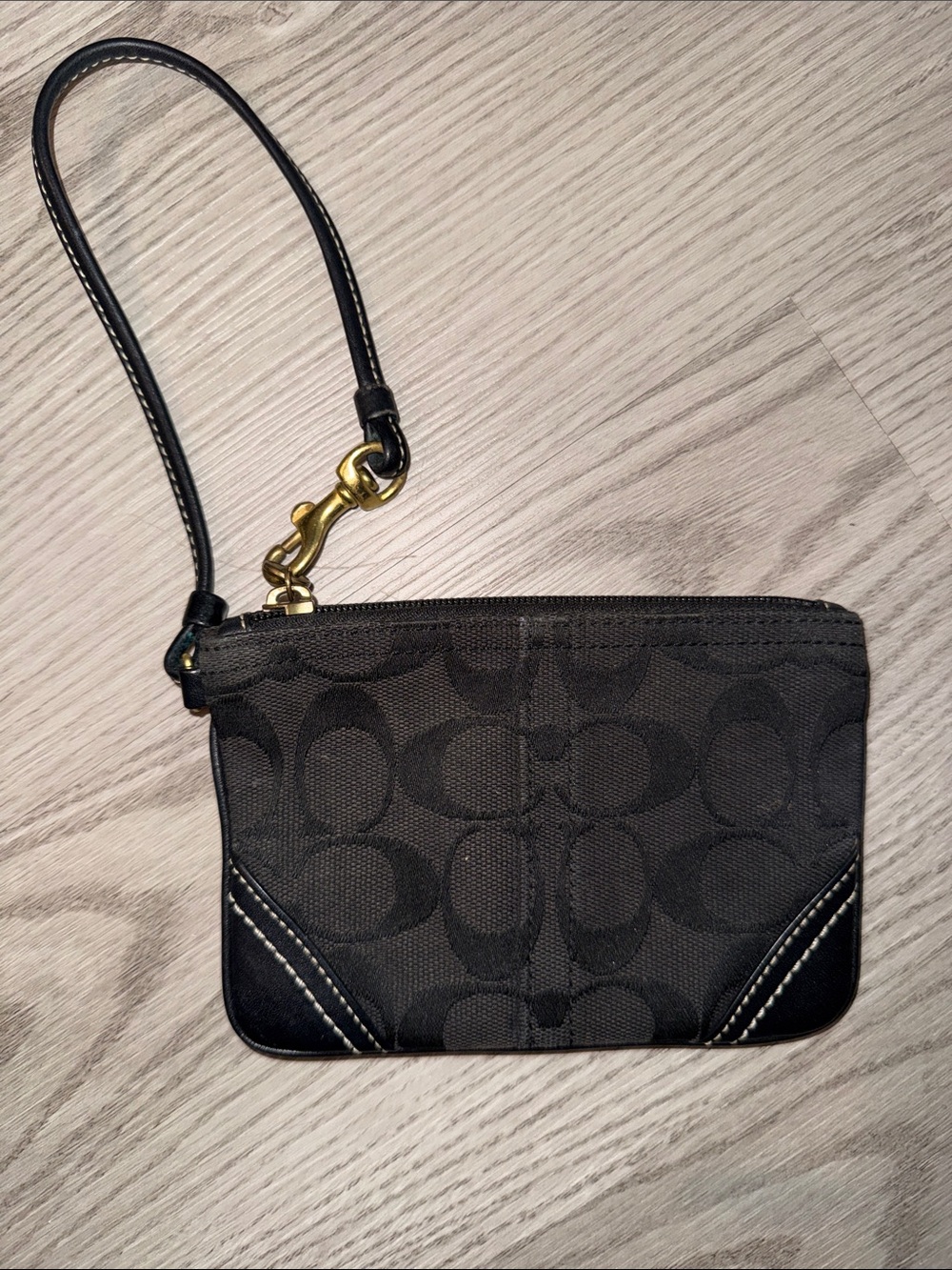 Black Signature Wristlet Pouch